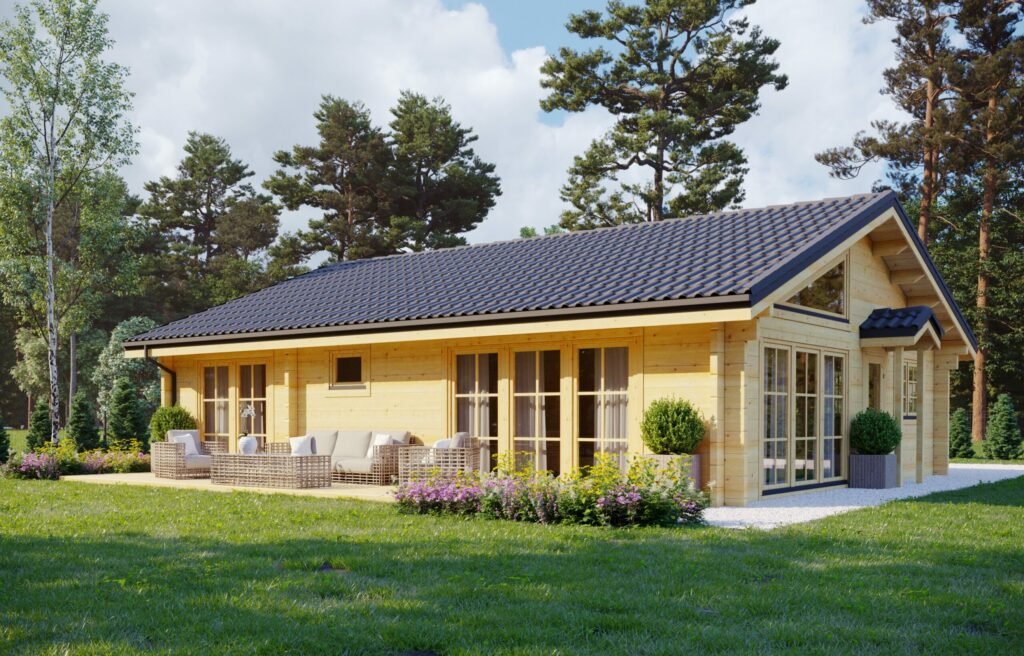 Glulam Log House Dublin 8x10m, 180mm Main Image