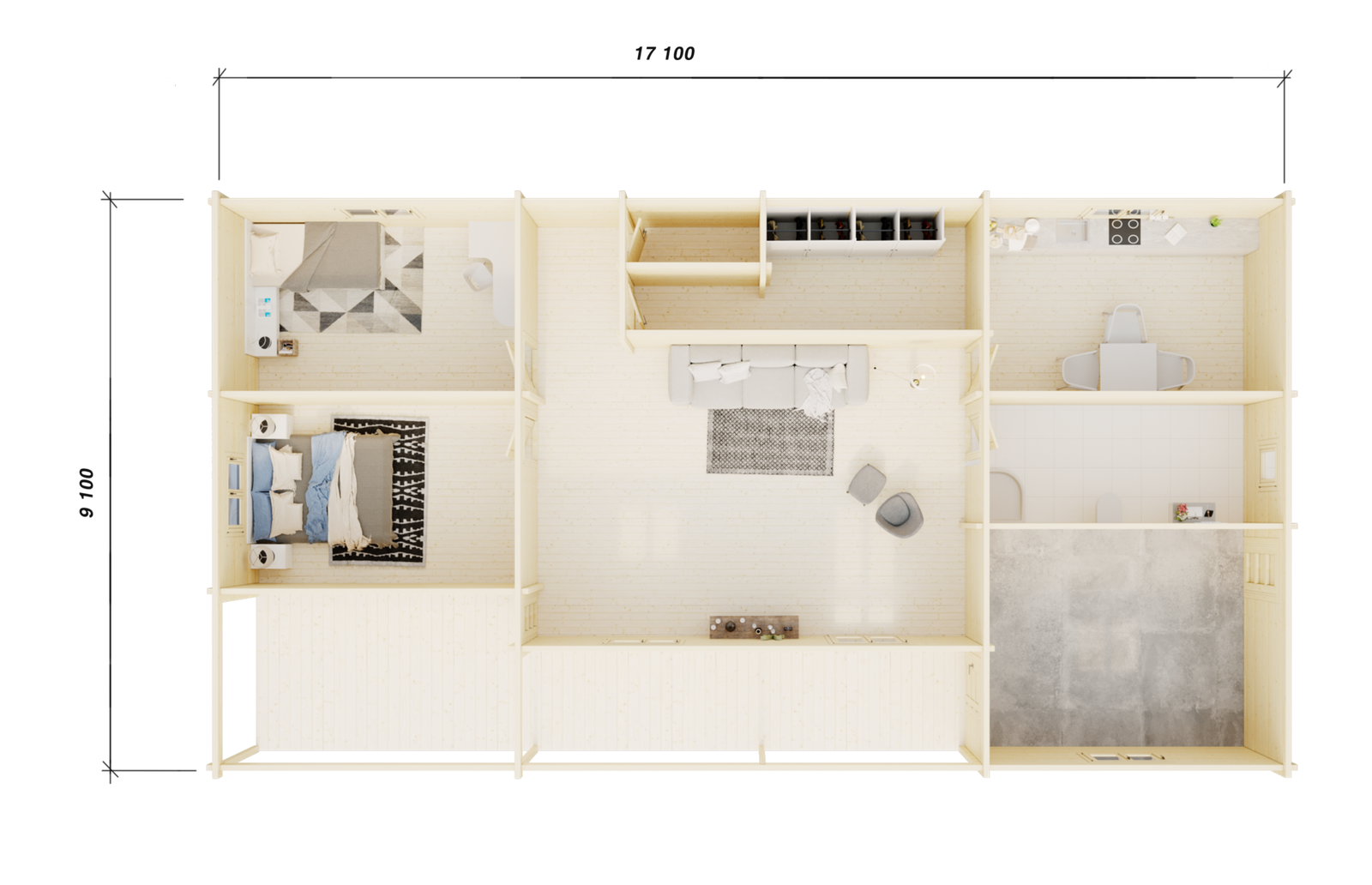 Glulam Log House Lucien floor plan Large scale image
