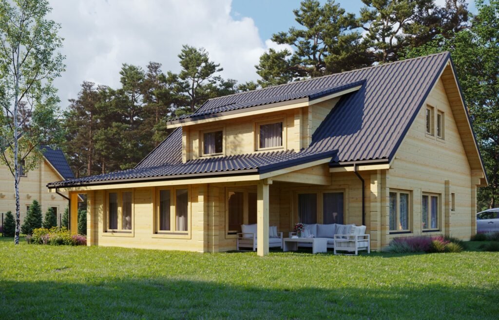 Glulam Log House Riga 12x10m, 220mm Main Image