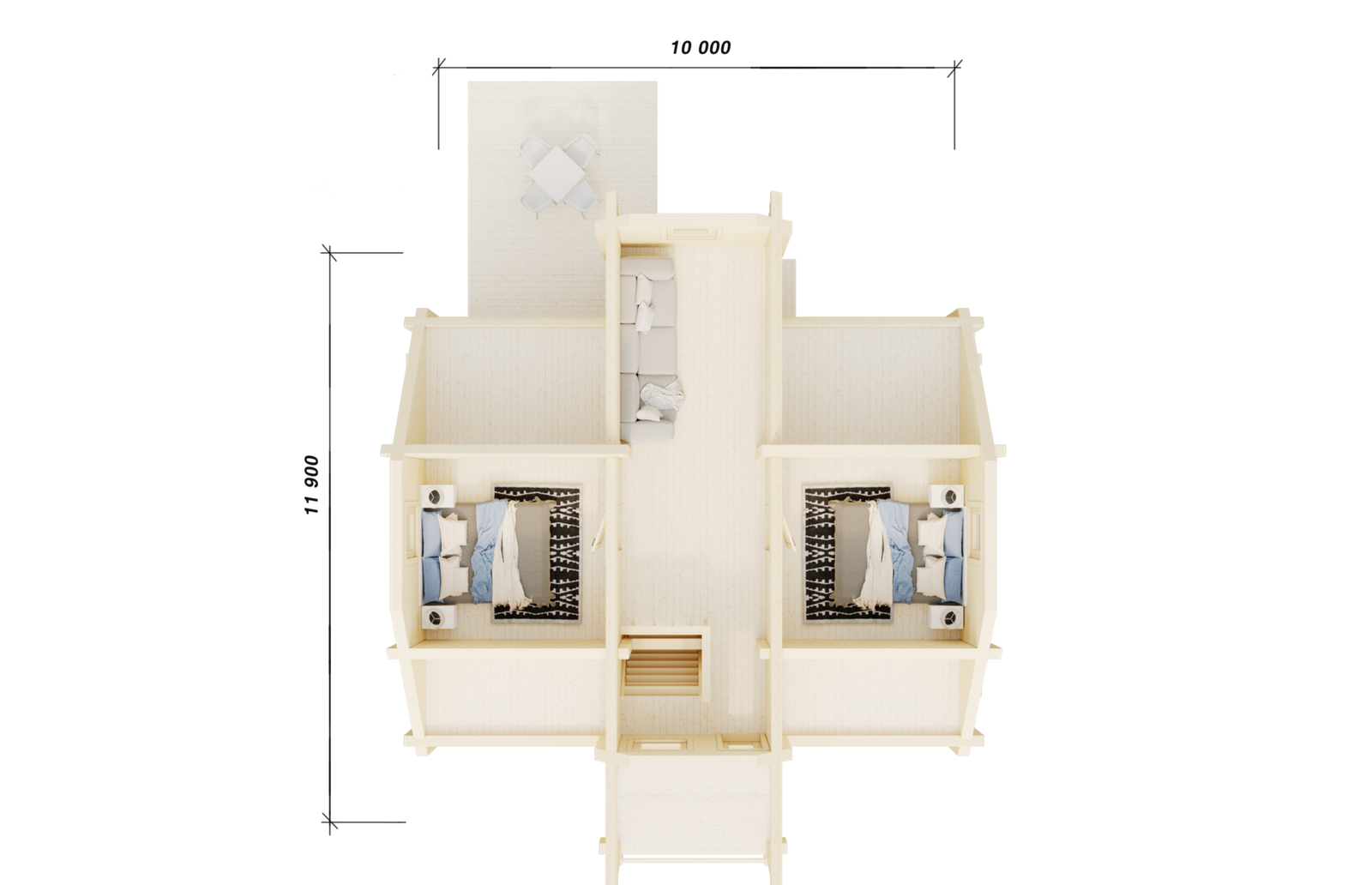 Glulam Log House Rome plan Large scale image