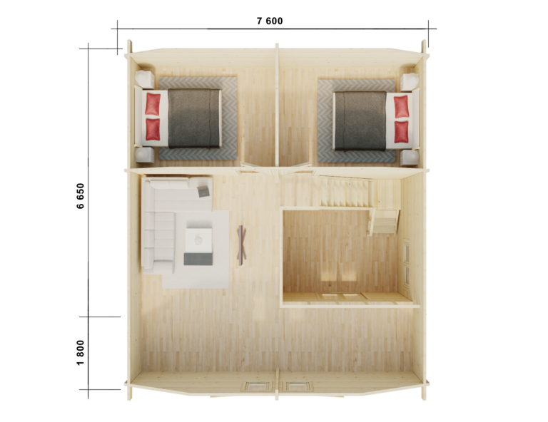 Two Storey Log cabin Roan, 70mm floor plan carousel small image