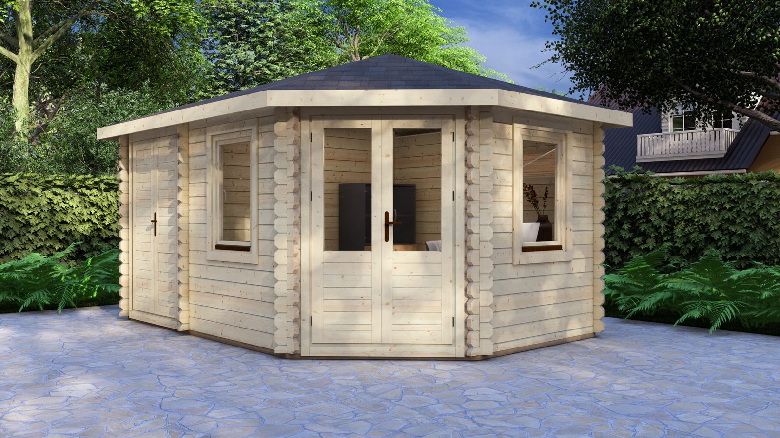 Corner Log Cabin Daniel 4.4x3m, 44mm – II