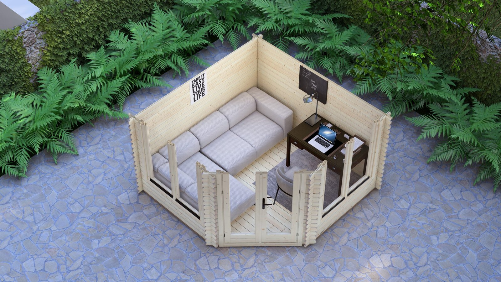 Corner Log Cabin Luke 3x3m – 6 Large scale image
