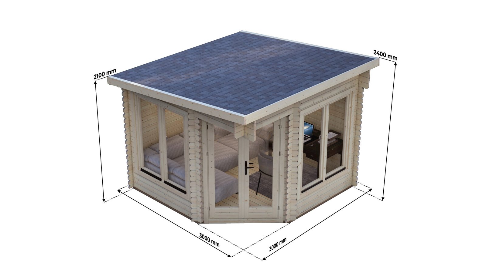 Corner Log Cabin Luke 3x3m – 8 Large scale image