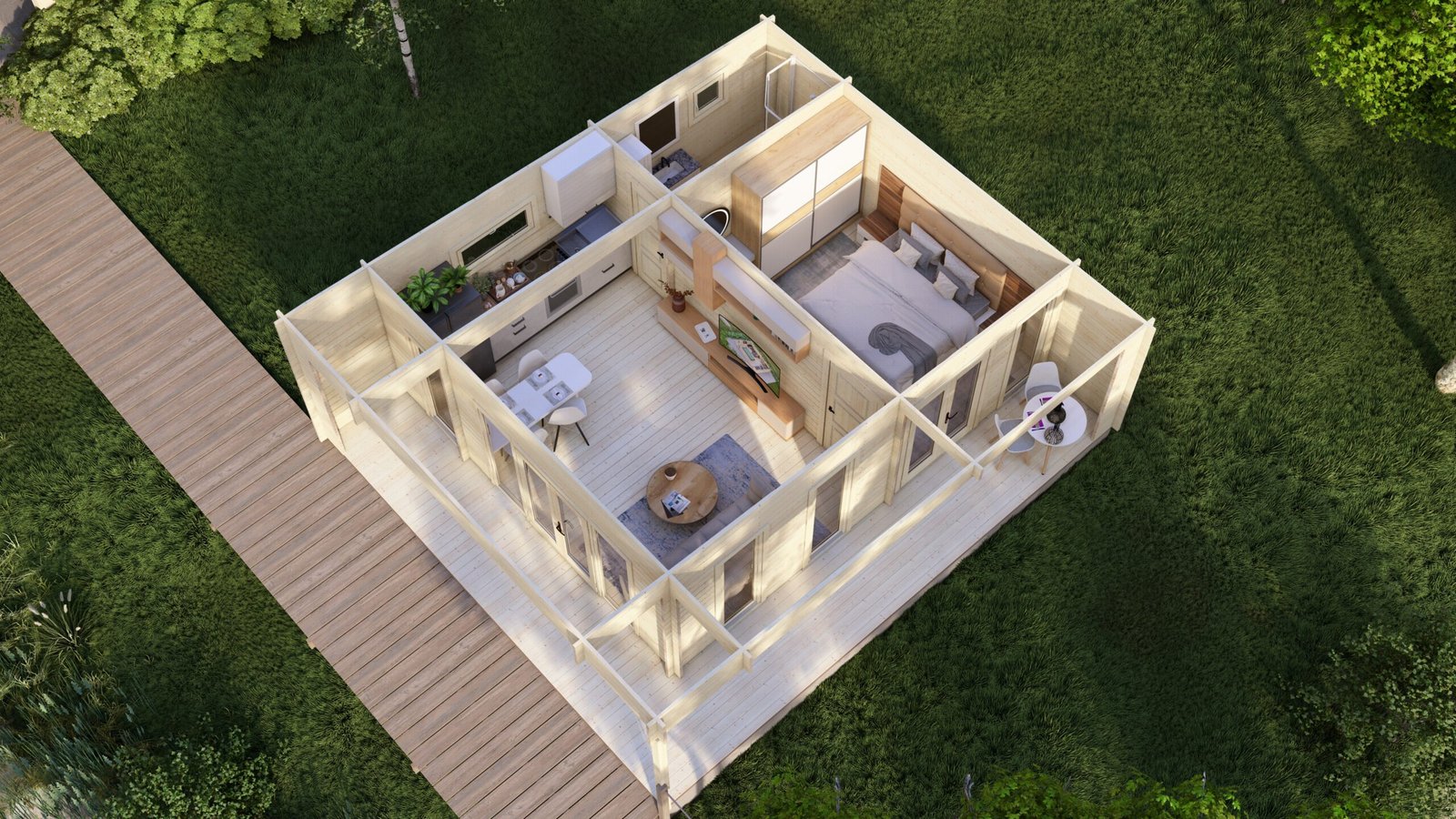 Garden office log cabin 7.9×6.9m view Large scale image