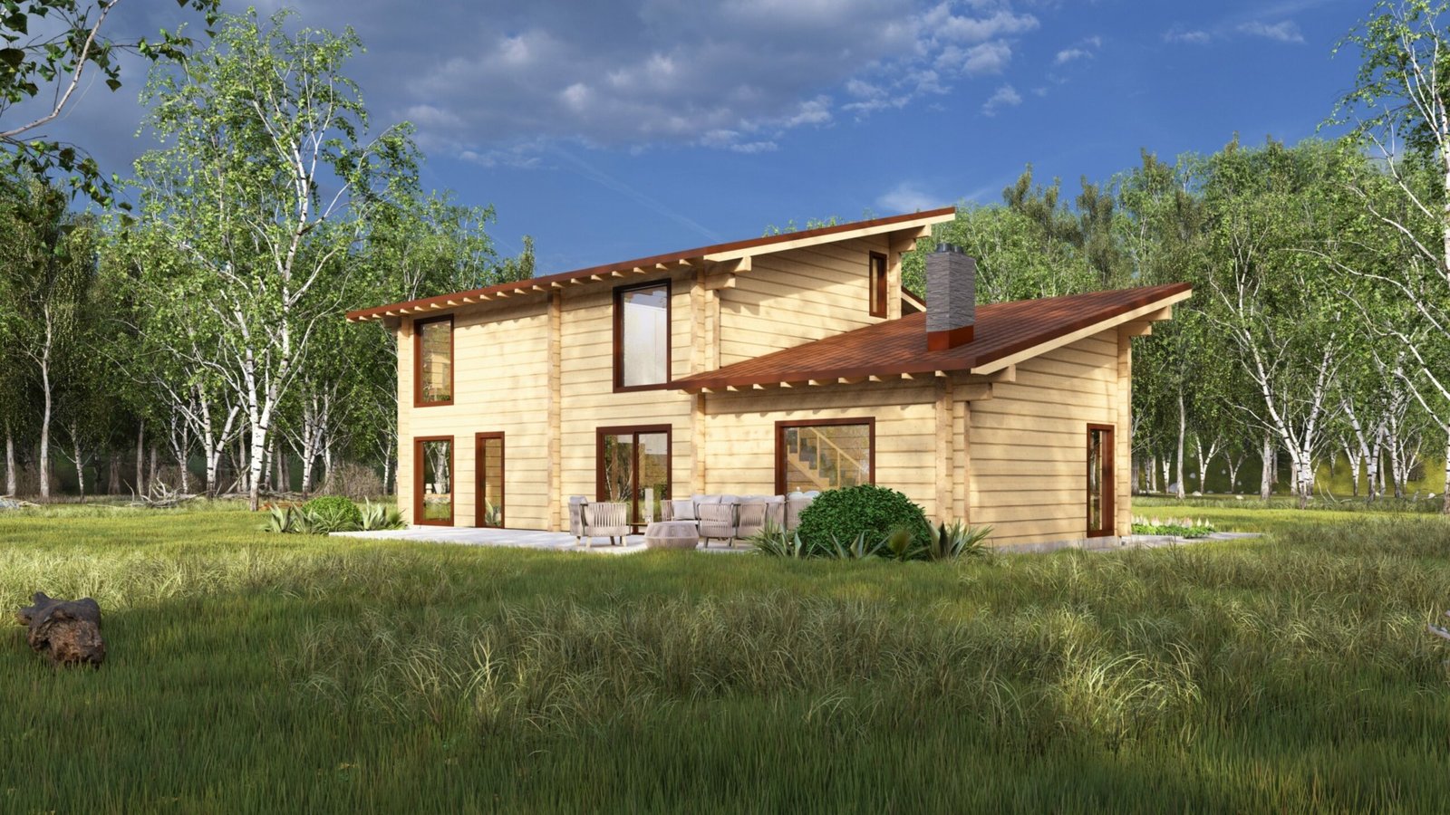 Eurodita designed Two storey Glulam Log house Glulife Large scale image