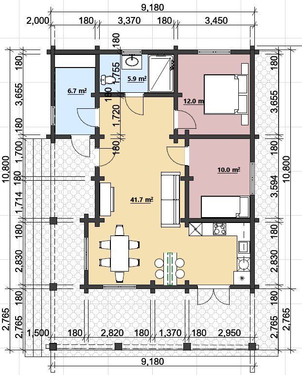 Glulam Log house Woodglow plan Large scale image