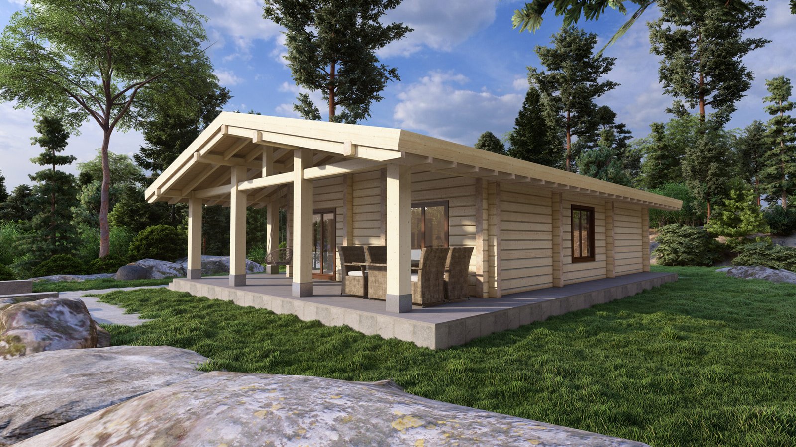 Glulam Log house Woodglow