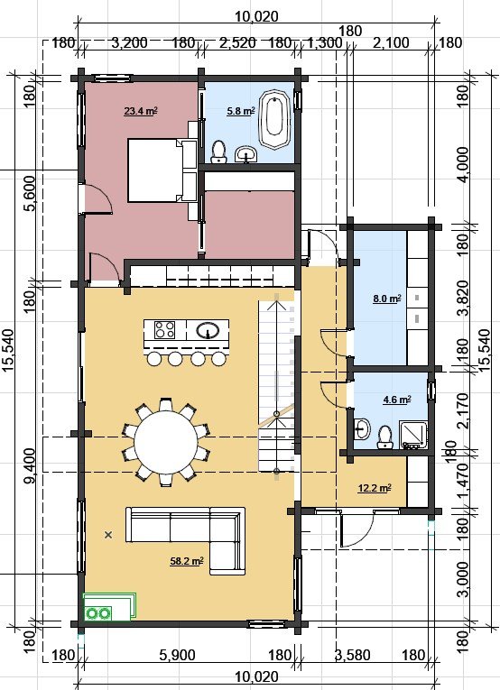 Two storey Glulam Log house Glulife plan Large scale image