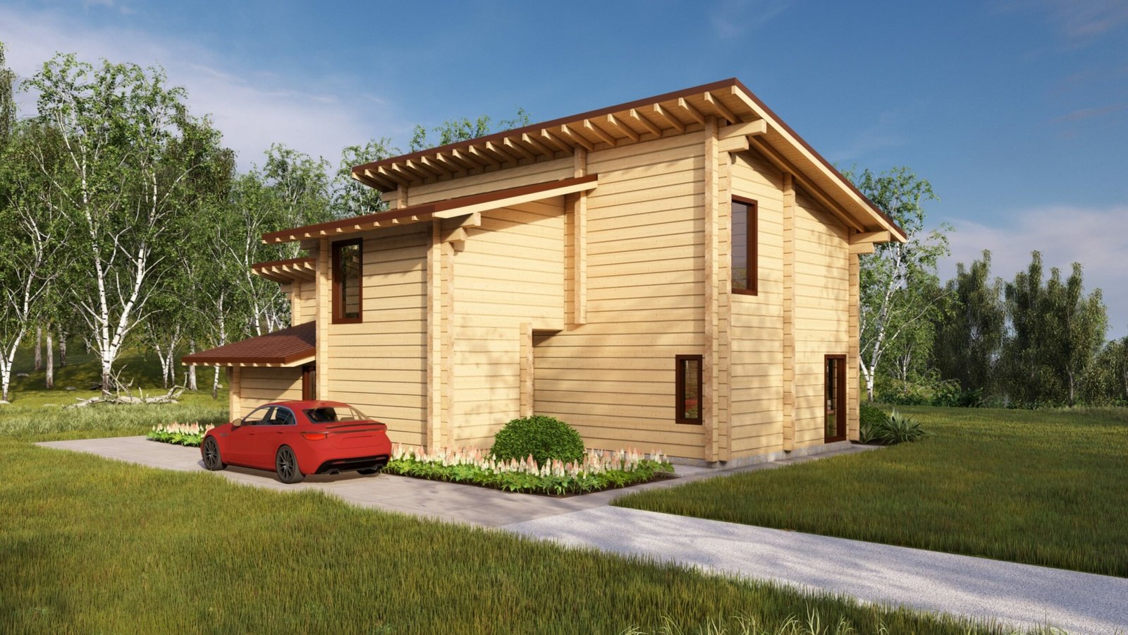 Two storey Glulam Log house Glulife Large scale image