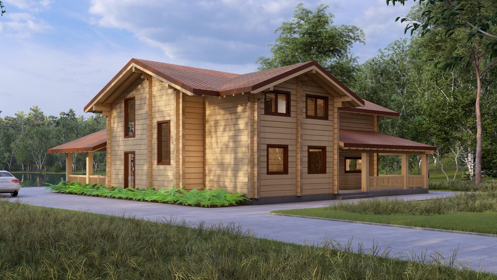 Two storey Glulam Log house Verdantix by Eurodita Large scale image