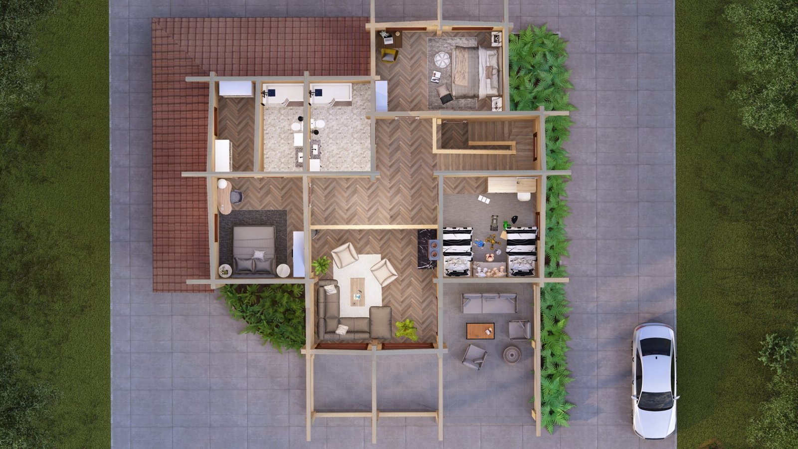 Two storey Glulam Log house Verdantix top Large scale image