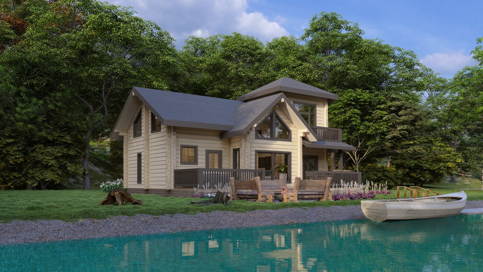 Two storey Glulam log house Greenhaven Eurodita made Large scale image