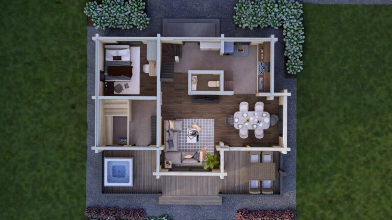 Two storey Glulam log house Greenhaven top view carousel small image
