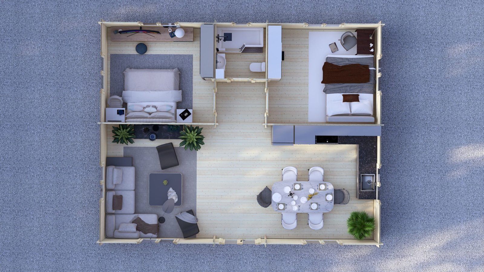 2 Bedroom Log Cabin 10.1x8m, 44mm – VI Large scale image