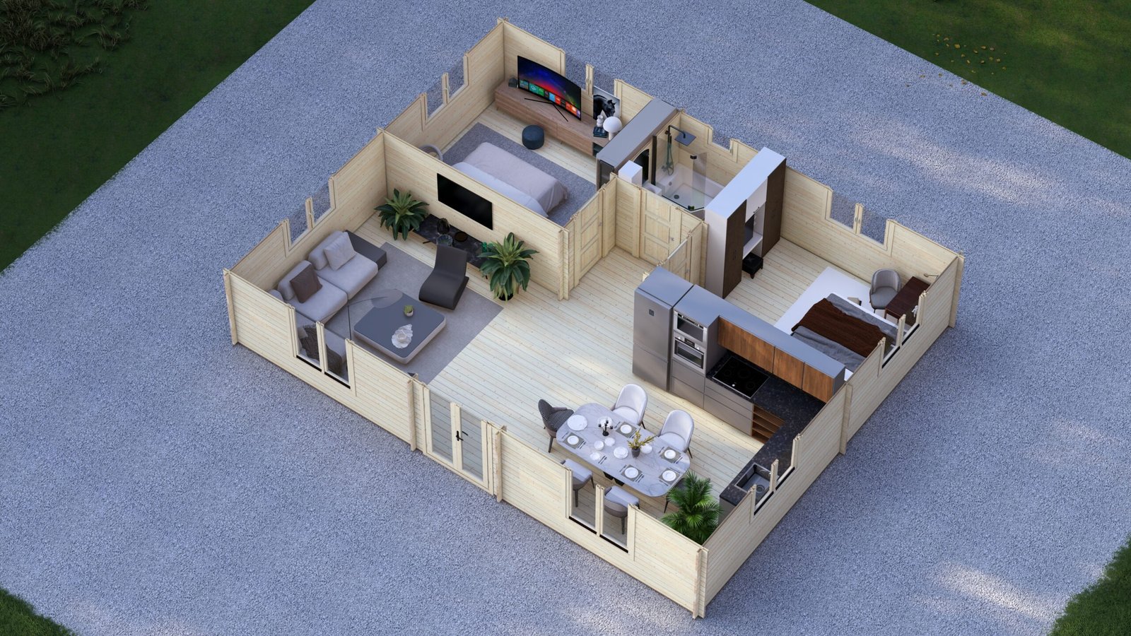 2 Bedroom Log Cabin 10.1x8m, 44mm – VII Large scale image