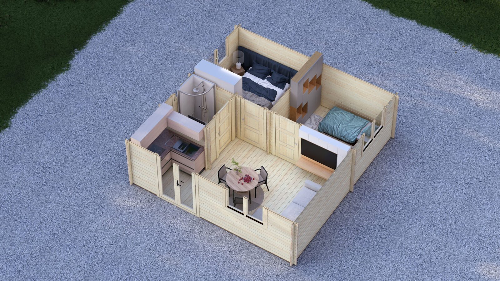 2 Bedroom Log Cabin 6×5.8m, 44mm, 44mm – VII Large scale image