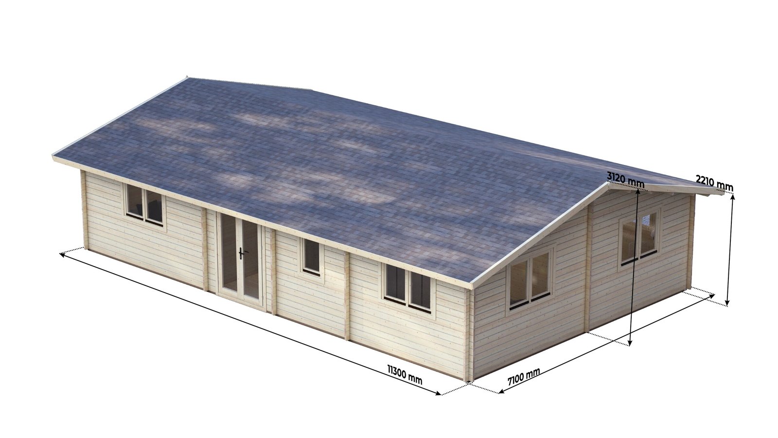 3 Bedroom Log Cabin 11.3×7.1m, 44mm – IX Large scale image