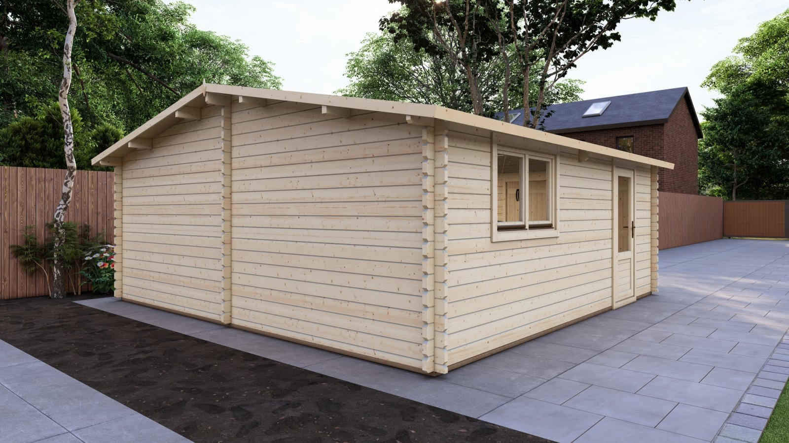 Double Log Garage 6×6, Apex, 44mm back Large scale image