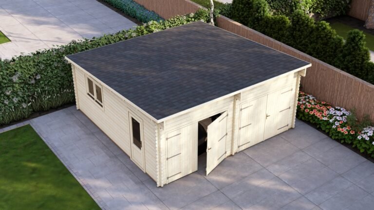 Double Log Garage 6×6, Pent, 44mm top view carousel small image
