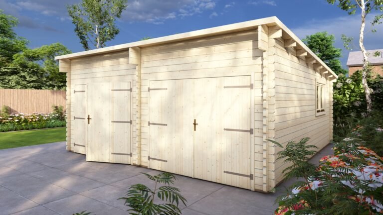 Double Log Garage 6×6, Pent carousel small image