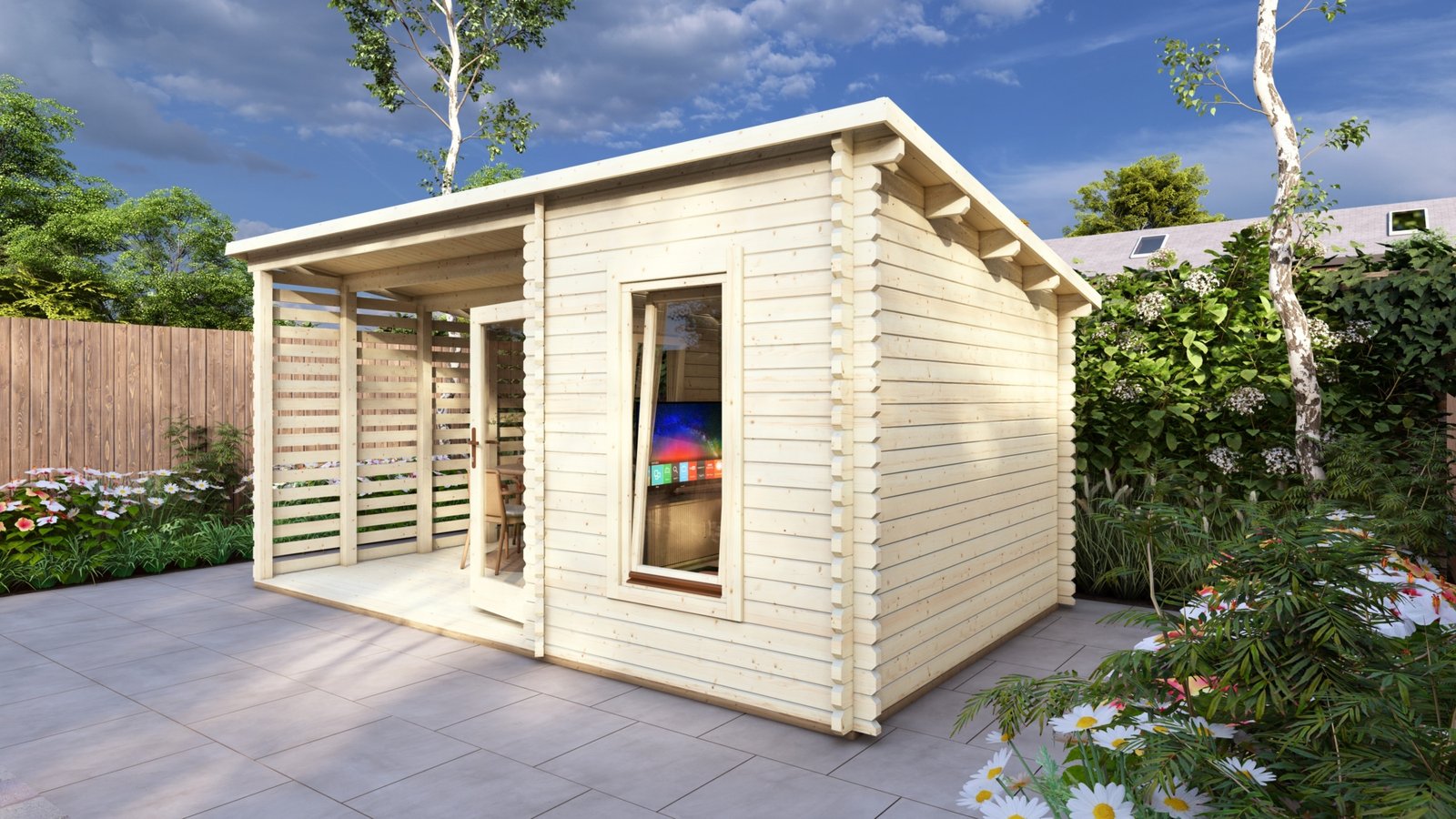 Eurodita Corner Log Cabin With Veranda 3x5m, 44mm Large scale image