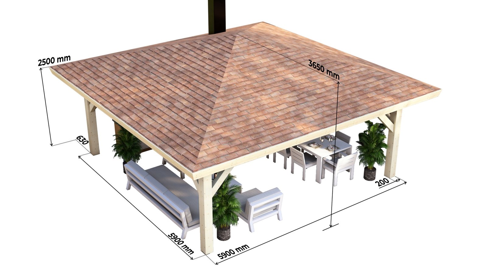 Garden Pergola 5.9×5.9m sizes Large scale image