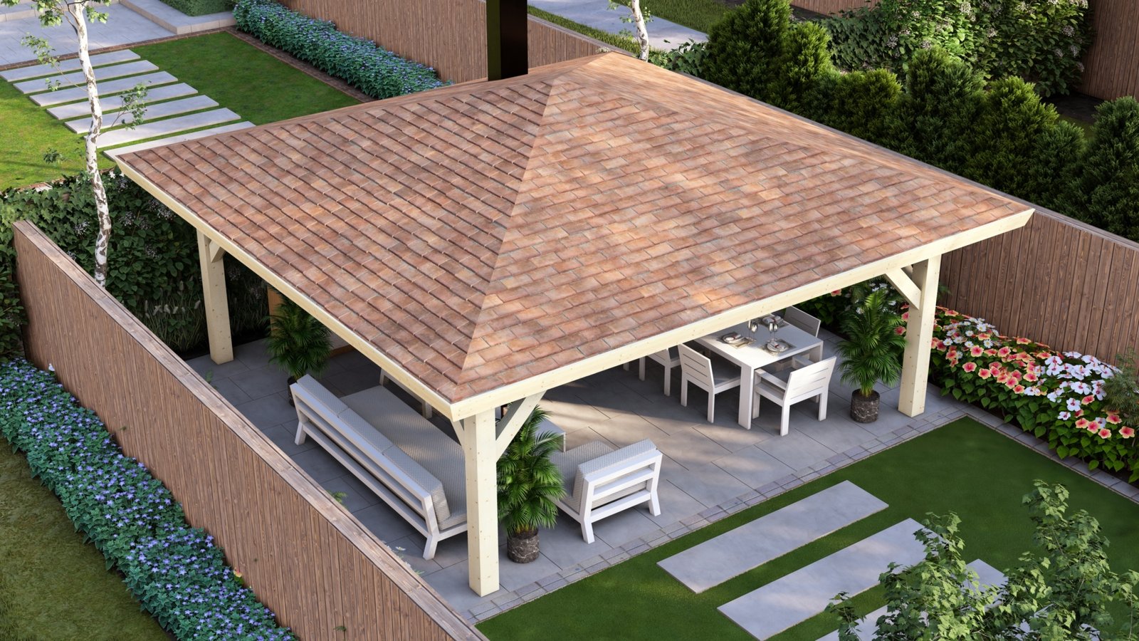 Garden Pergola 5.9×5.9m top view Large scale image