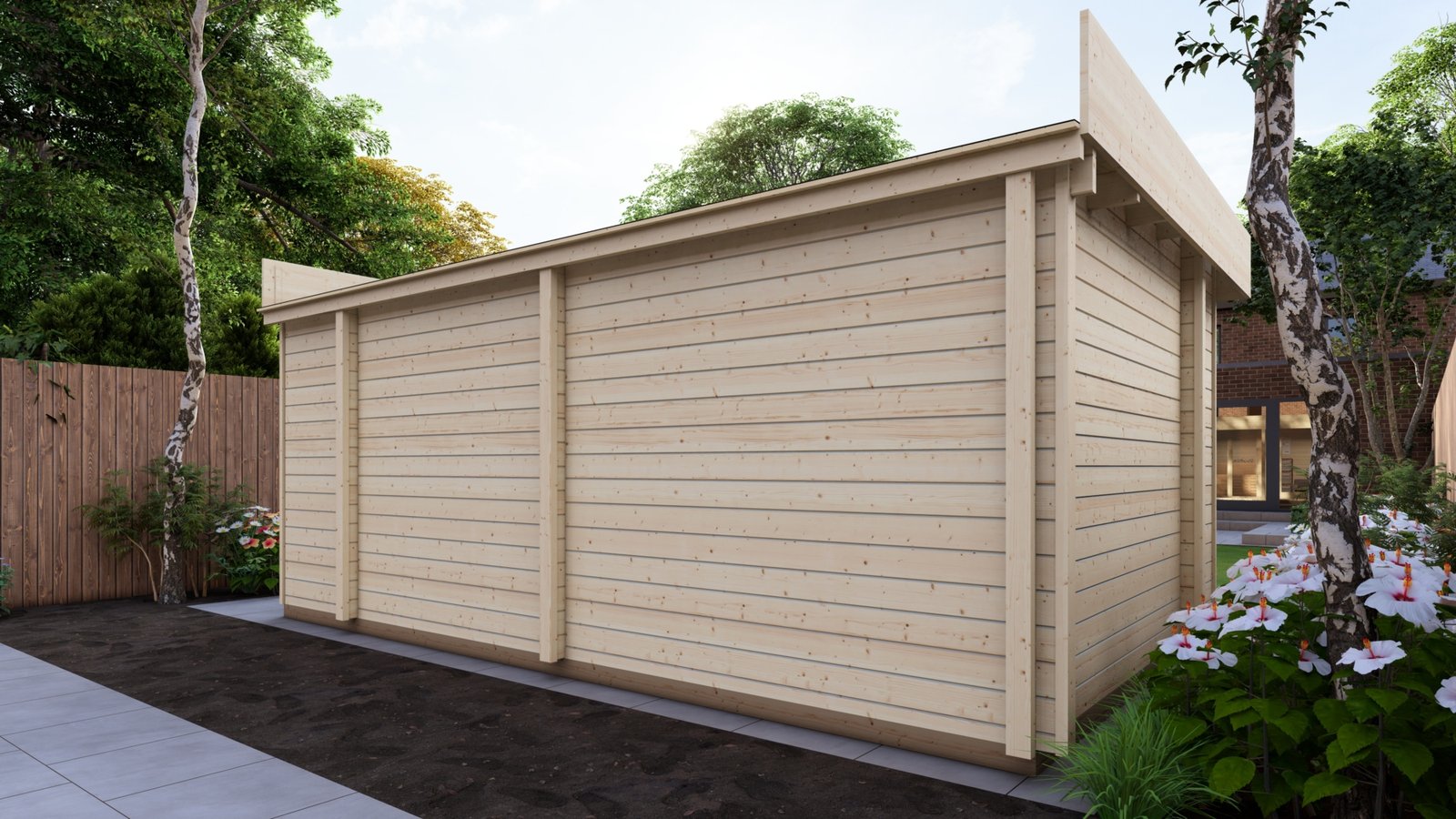 Log Cabin With Sauna room 5.7×3.7m, 44mm back wall Large scale image