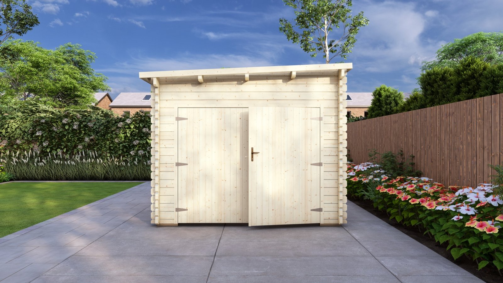 Log Garage 3.2×5.2m, Pent, 44mm by Eurodita Large scale image