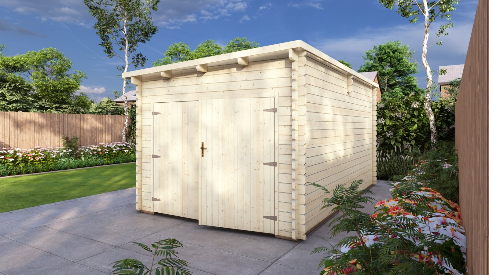 Log Garage 3.2×5.2m, Pent, 44mm Large scale image