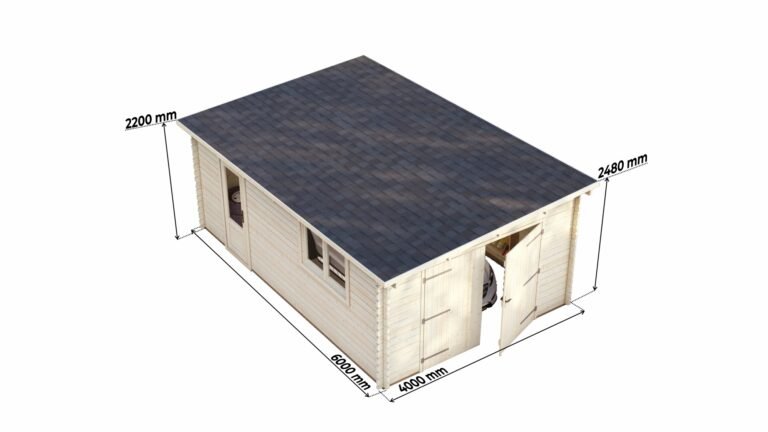 Log Garage 4x6m, Pent, 44mm sizes carousel small image