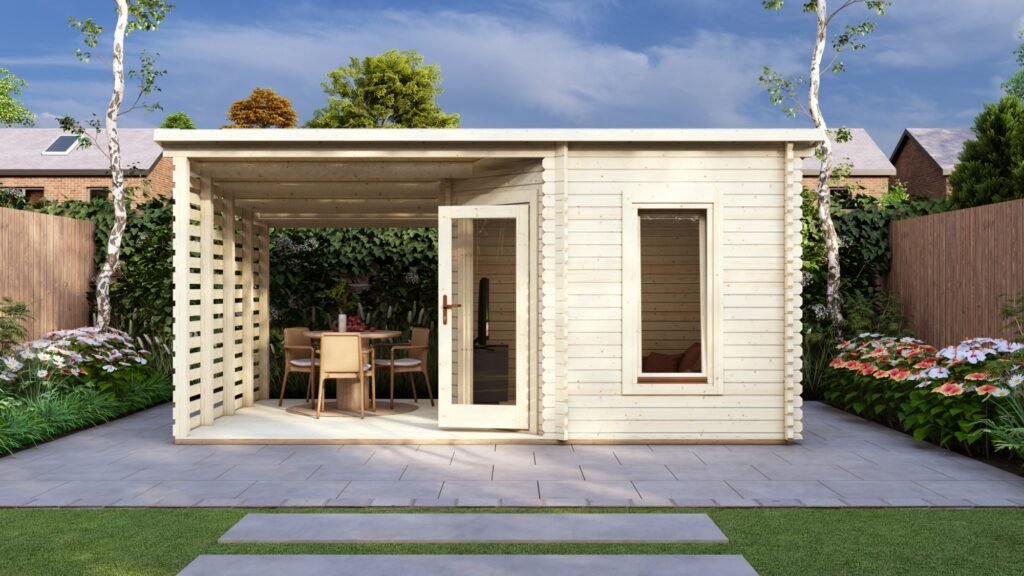 Corner Log Cabin With Veranda 3x5m, 44mm Main Image