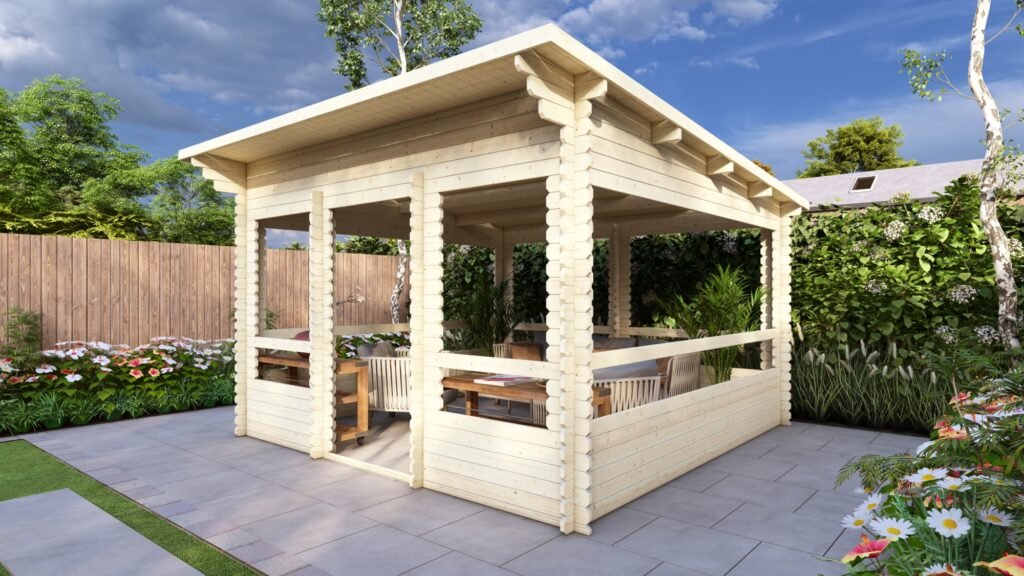 Garden Gazebo 4x4m, Pent, 28mm Main Image