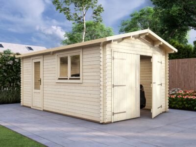 Quality Log Garage 3.2×5.2m, Apex, 28mm
