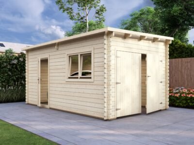 Quality Log Garage 3.2×5.2m, Pent, 44mm Eurodita