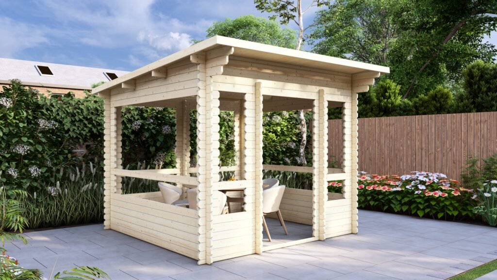 Garden Gazebo 3x3m, Pent, 28mm Main Image