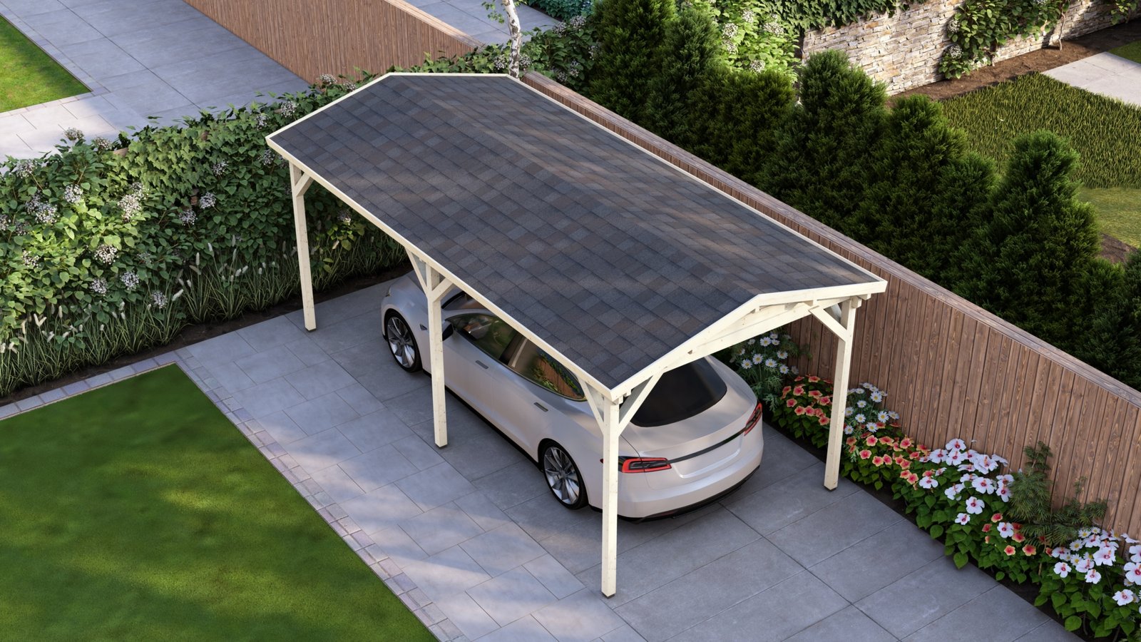 Carport 2.75×5.65m, Eco top view Large scale image