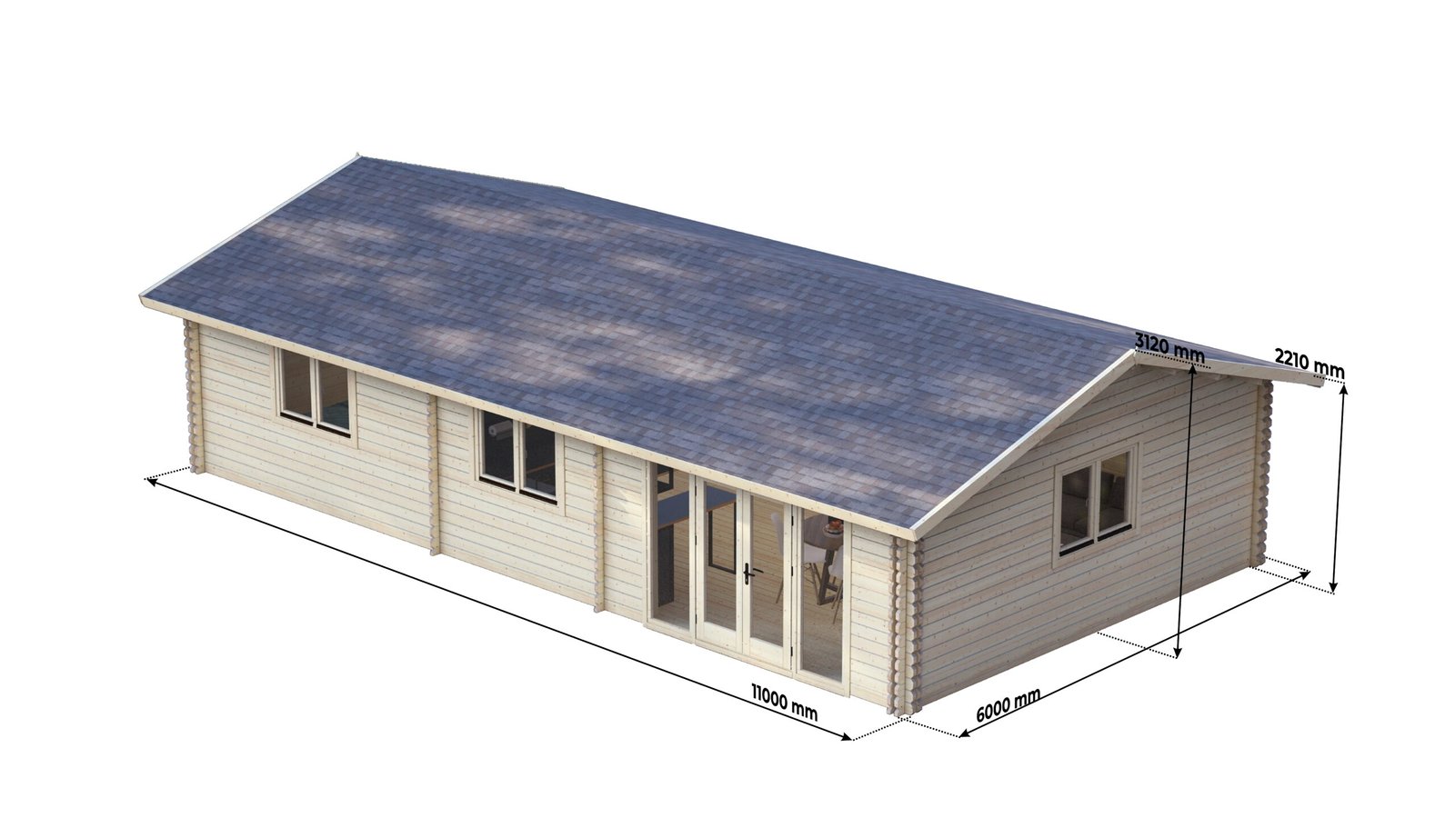 Eurodita Twin Skin two bed log cabin 11x6m – IX Large scale image