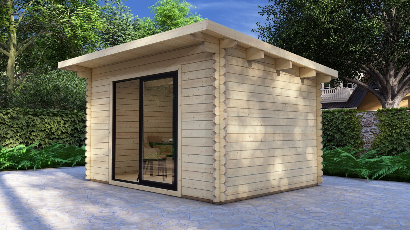 Modern Log Cabin 4×3m – Aluminium Sliding Doors – 3 Large scale image
