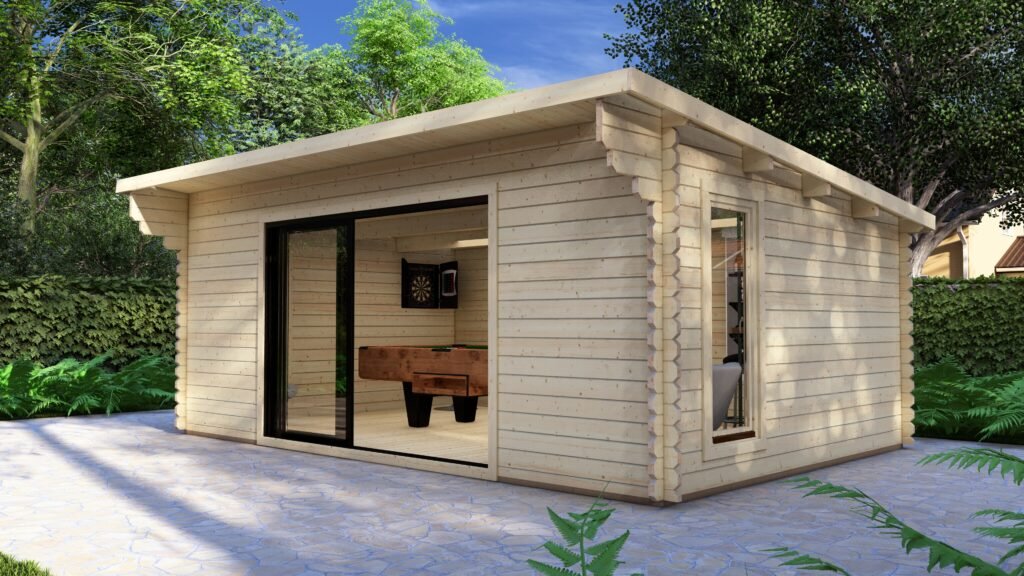 Modern Log Cabin 6×4m – Aluminium Sliding Doors Main Image